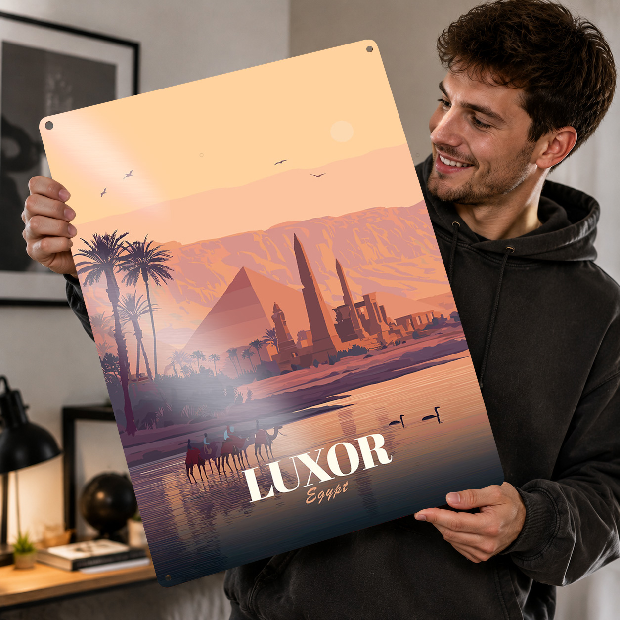 Travel Accessories Egypt - Affiche métallique de voyage Luxor Egypte,