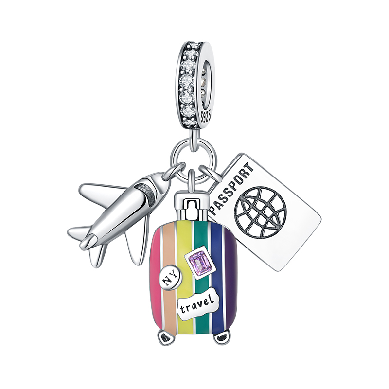 Travel Accessories Plane - Breloque en argent sterling 925, avion,