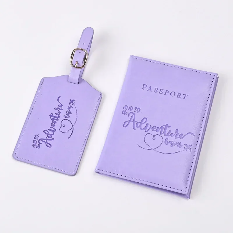 Travel Accessories Plane - Porte-passeport en cuir PU violet, clip